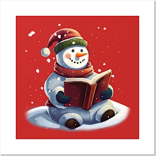 Snow man with Book Posters and Art